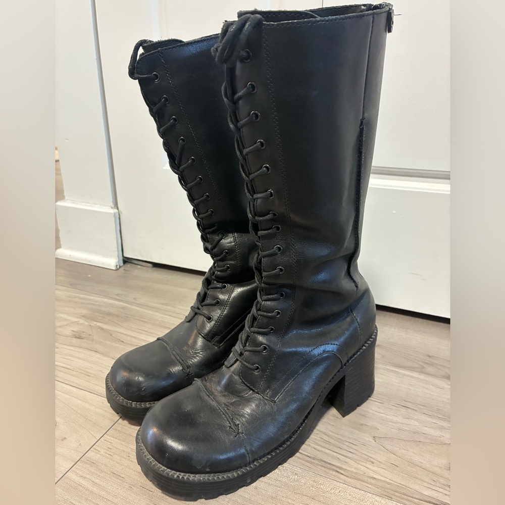 Black Lace-Up Women's Combat Boots